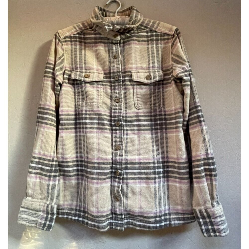 Patagonia Womens Organic Cotton Midweight Fjord Flannel Shirt Jacket Size 2 Tan